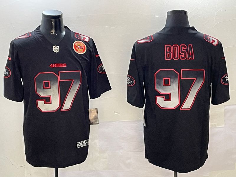Men San Francisco 49ers #97 Bosa Black Nike Smoke Fashion 2024 Limited NFL Jersey style 6